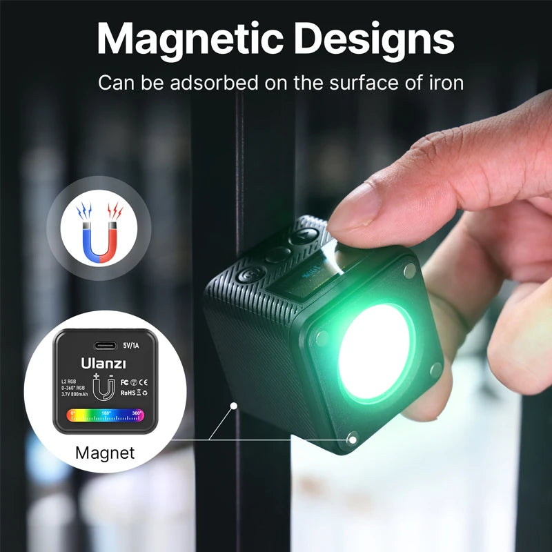 Ulanzi L2 RGB Mini COB Video Light | Portable, Rechargeable