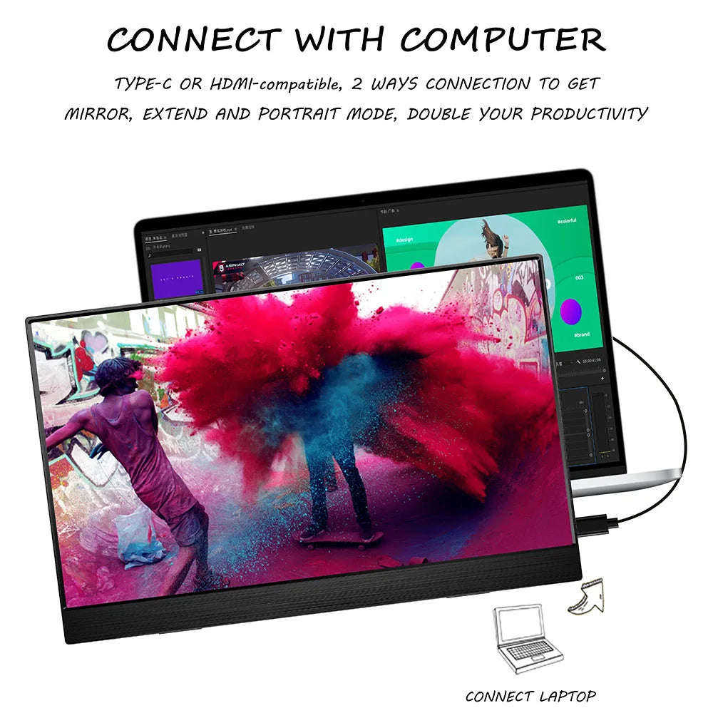 EGOBAS 15.6 inch Portable Touch Monitor | 1080P, HDR10, Type-C