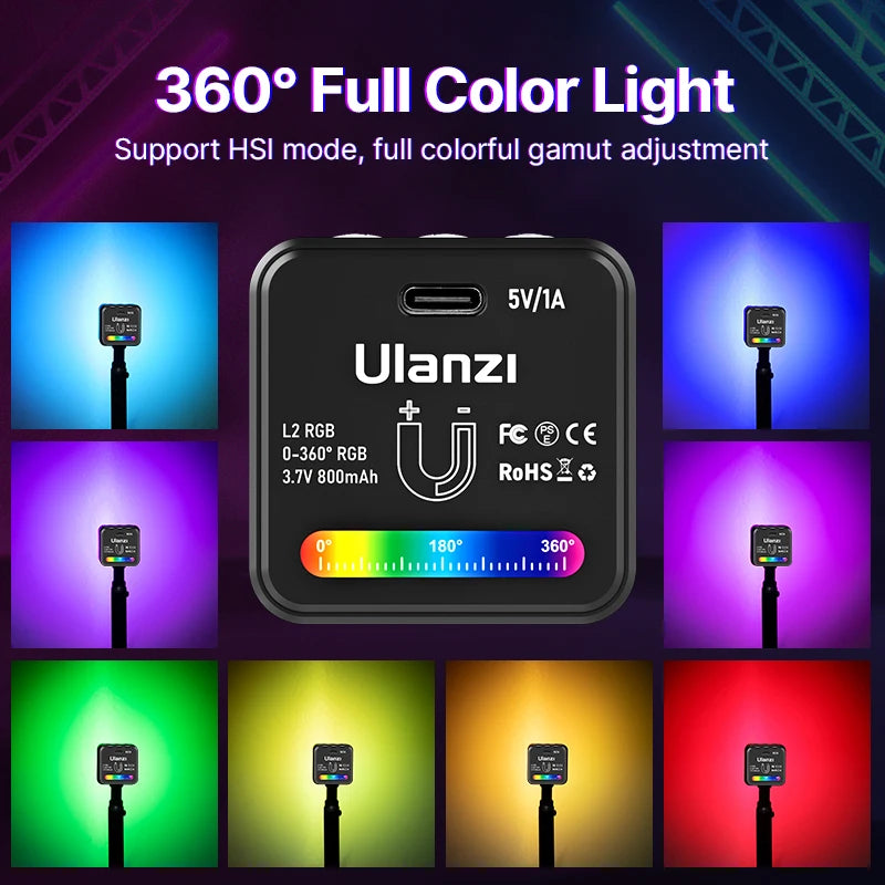 Ulanzi L2 RGB Mini COB Video Light | Portable, Rechargeable