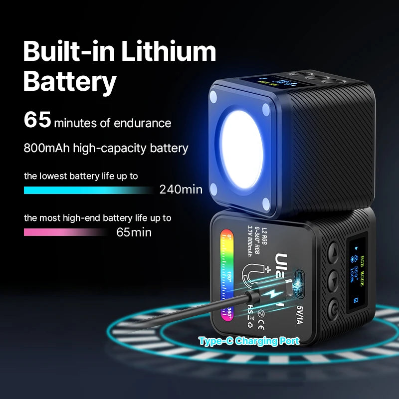 Ulanzi L2 RGB Mini COB Video Light | Portable, Rechargeable