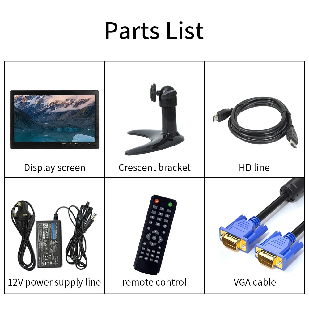 JOHNWILL 10.1 inch Monitor | 1920x1200, HDMI, VGA, USB, Speakers