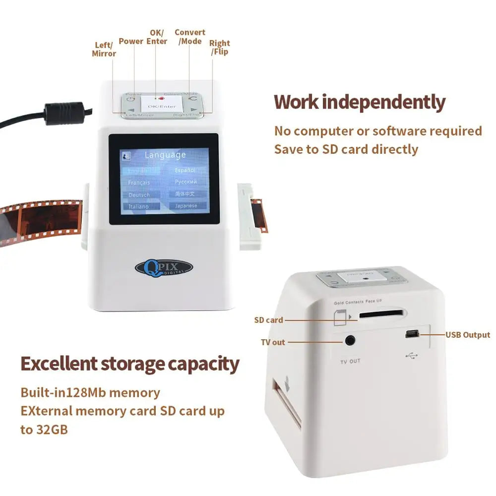 Portable 35mm Film Scanner | 2.4 inch LCD, 22MP, CMOS