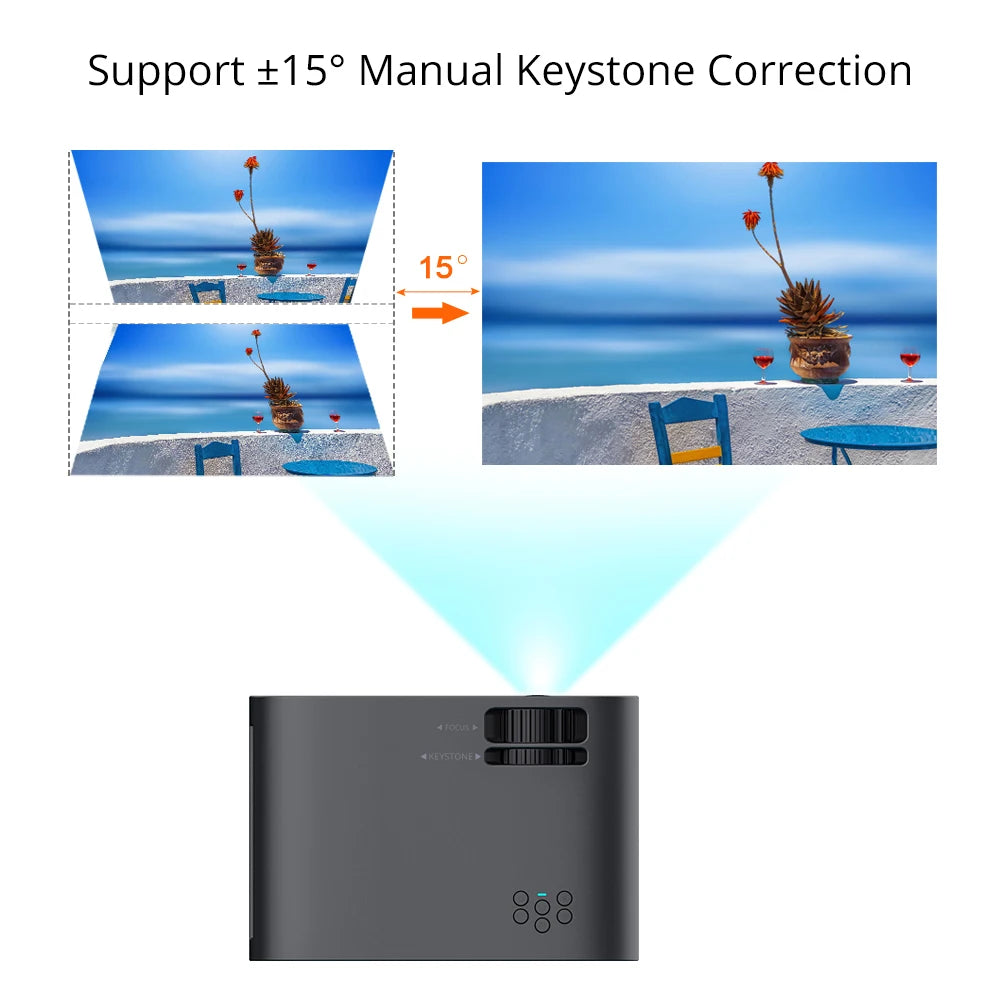 720P Portable LED Projector | Android, WiFi, Bluetooth, 2800 Lumens