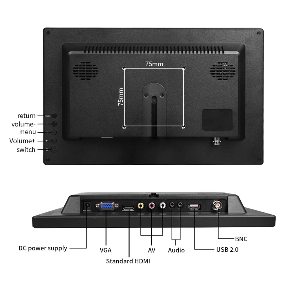 JOHNWILL 13.3 inch HD Portable Monitor | HDMI/VGA/USB/AV, Swivel