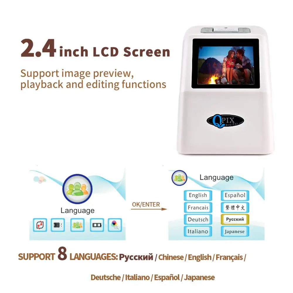 Portable 35mm Film Scanner | 2.4 inch LCD, 22MP, CMOS