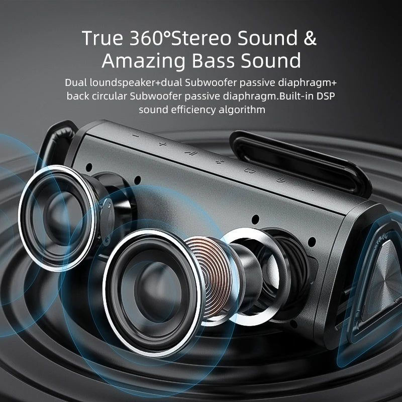 360 Degree Portable Bluetooth Speaker | Metal Cabinet, Waterproof, 2-Channel, Rechargeable