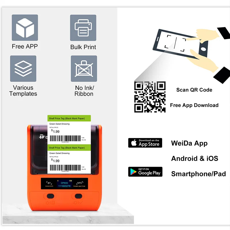 UniPlus Wireless Thermal Label Printer | Bluetooth, Portable