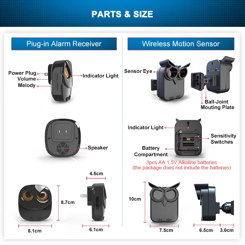 HTZSAFE Wireless Driveway Alarm | Motion Sensor, Long Range
