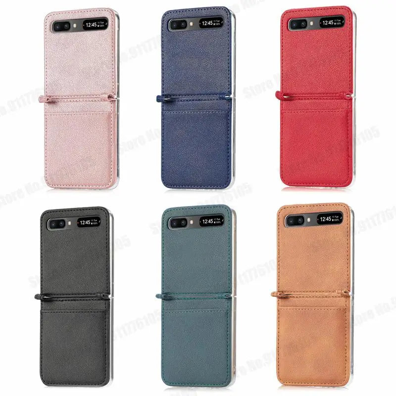 Leather Card Slot Case for Samsung Z Flip 5G | Kickstand, Anti-Fingerprint