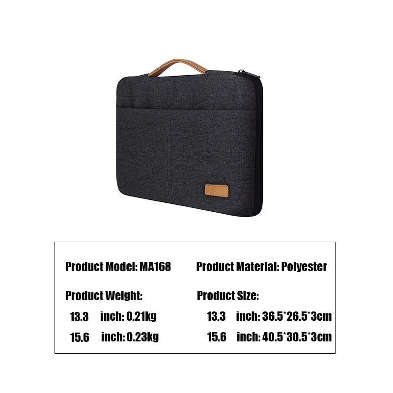 Waterproof Notebook Sleeve Bag | PU Leather, Shoulder Strap, Multi-Use
