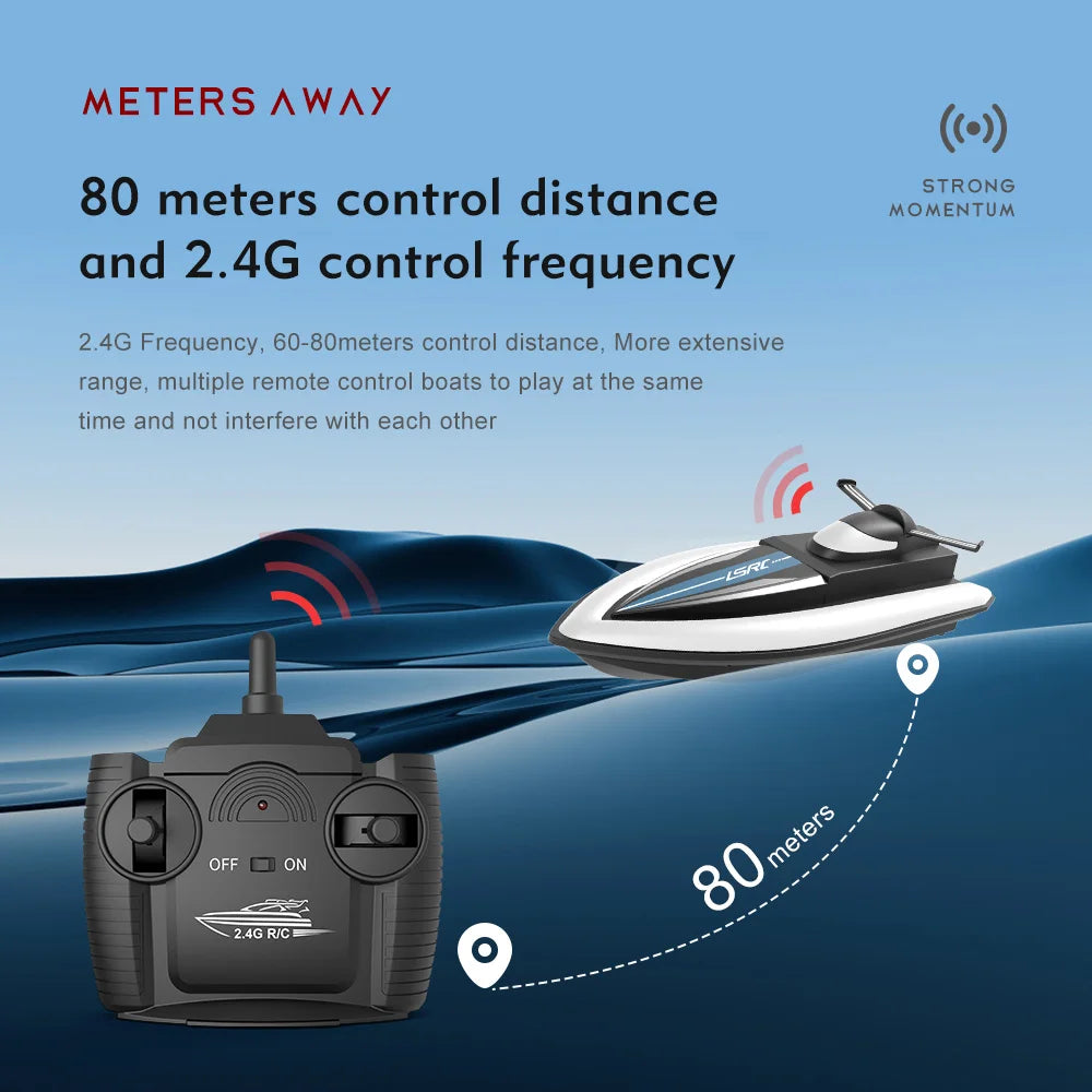 LSRC-B8 RC High Speed Boat | 2.4GHz, 60-80m Range, 30min Runtime