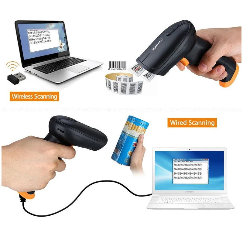 Wireless Barcode Scanner 2.4G | 30m Range, POS & Inventory
