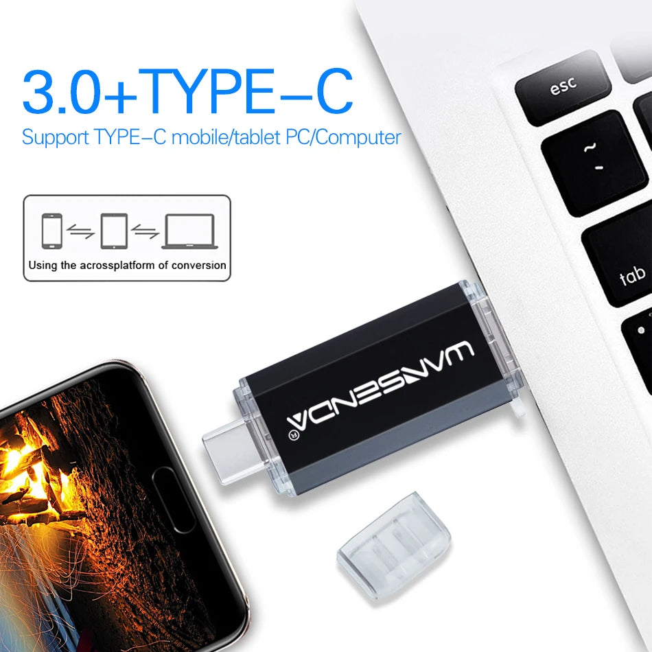 OTG USB 3.0 Flash Drive - Type-C Dual Interface Metal Storage
