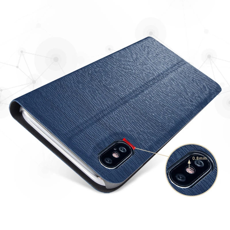 Flip Leather Case for Apple iPhone | Plain Design, Multiple Options