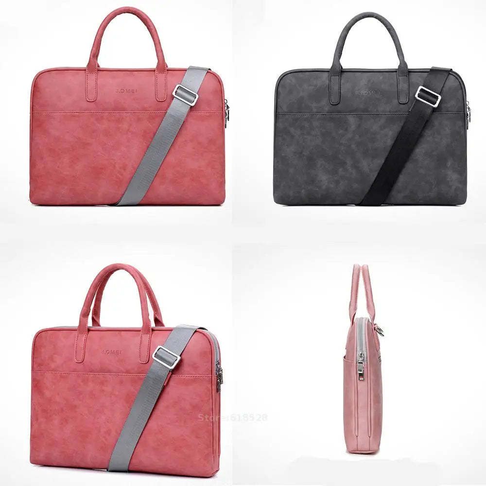 Waterproof Leather Laptop Case with Shoulder Strap | PU Leather, Multi-Use