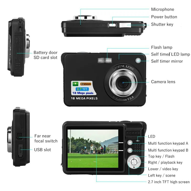 21 Mega Pixels 2.7" LCD Rechargeable HD Digital Video Camera-Indoor Outdoor