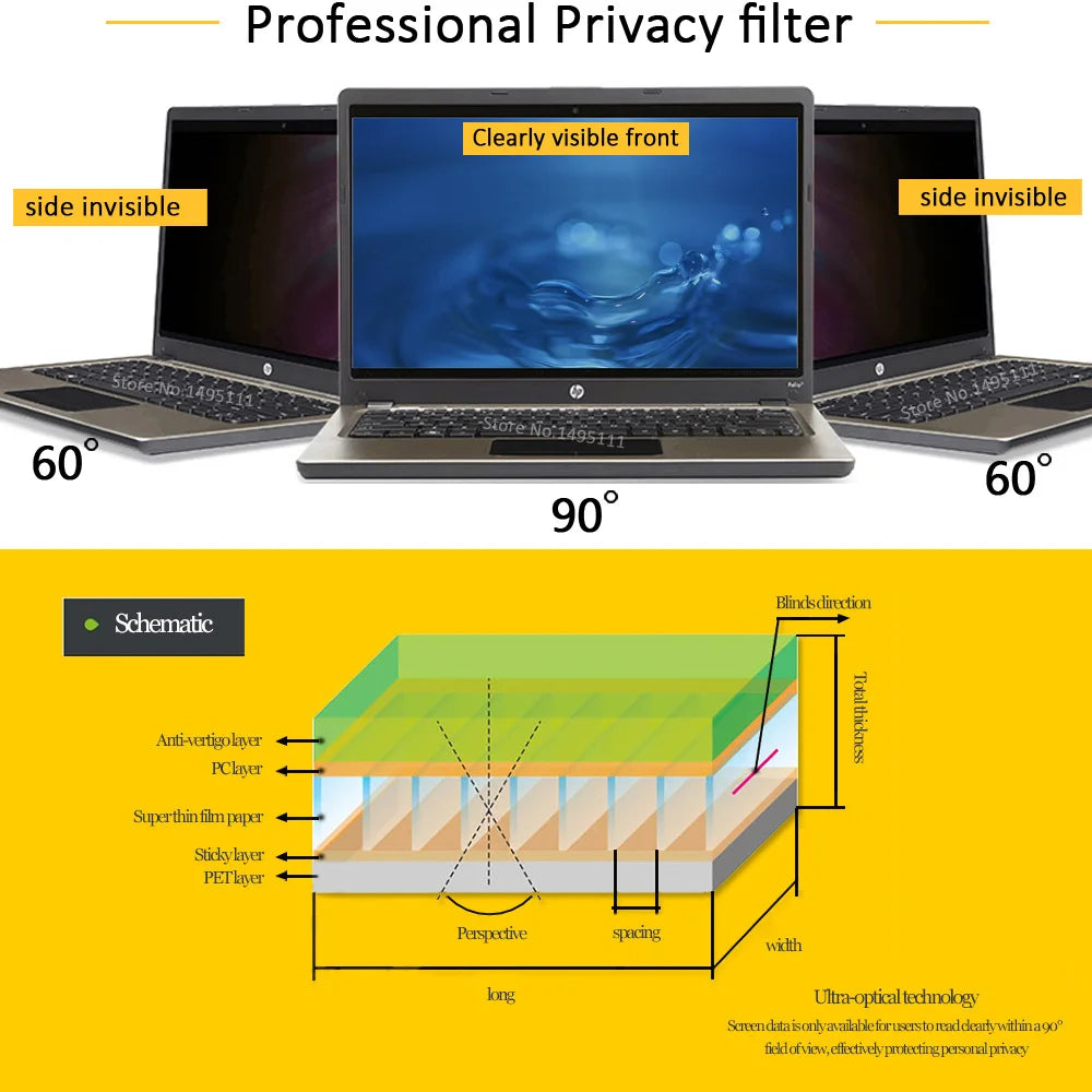 14 inch (310mm*174mm) Privacy Filter For 16:9 Laptop Notebook Anti-glare Screen protector Protective film