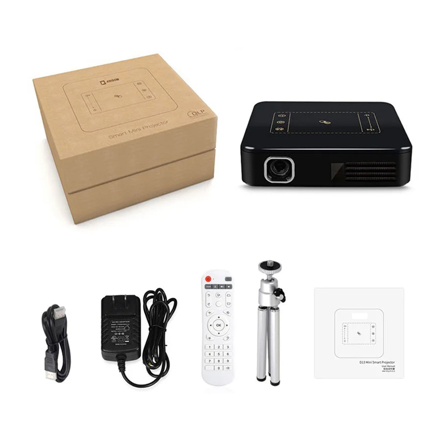 WZATCO D13 Android Mini Pocket Projector | DLP, 3000 Lumens, Auto Keystone