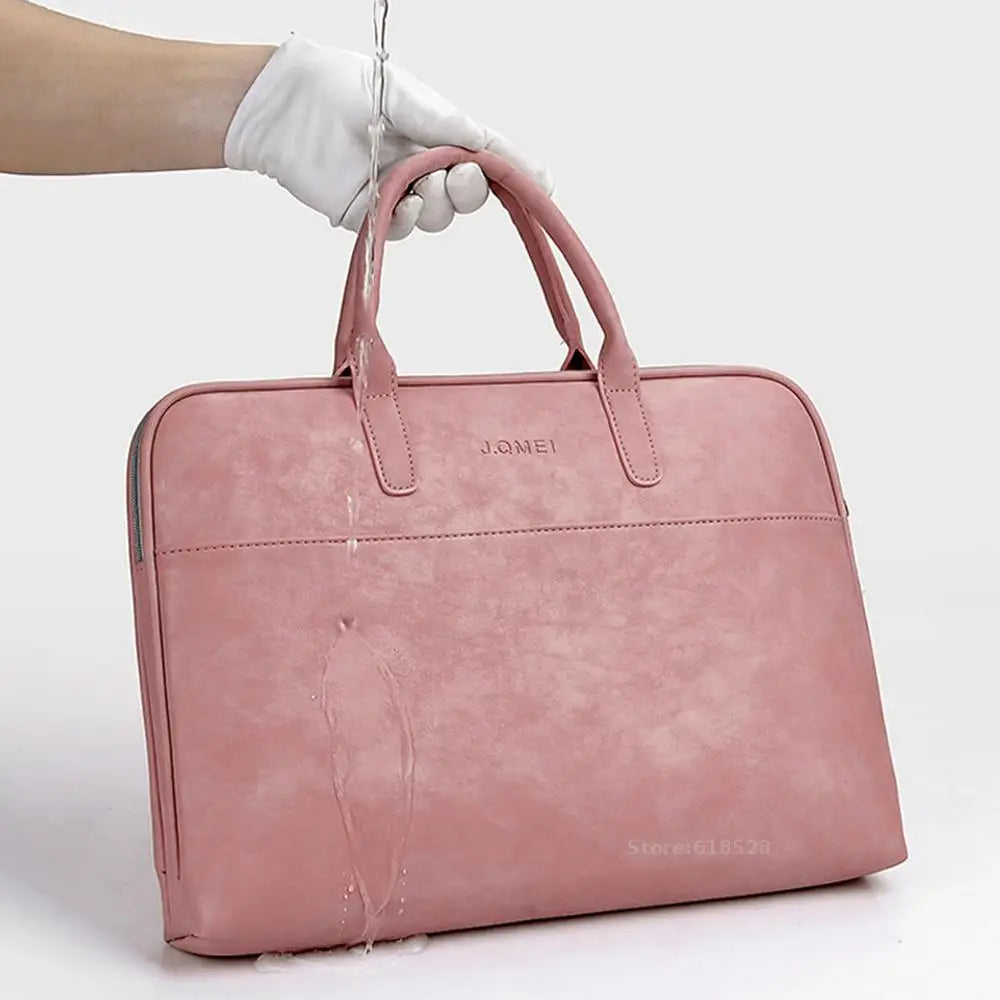 Waterproof Leather Laptop Case with Shoulder Strap | PU Leather, Multi-Use