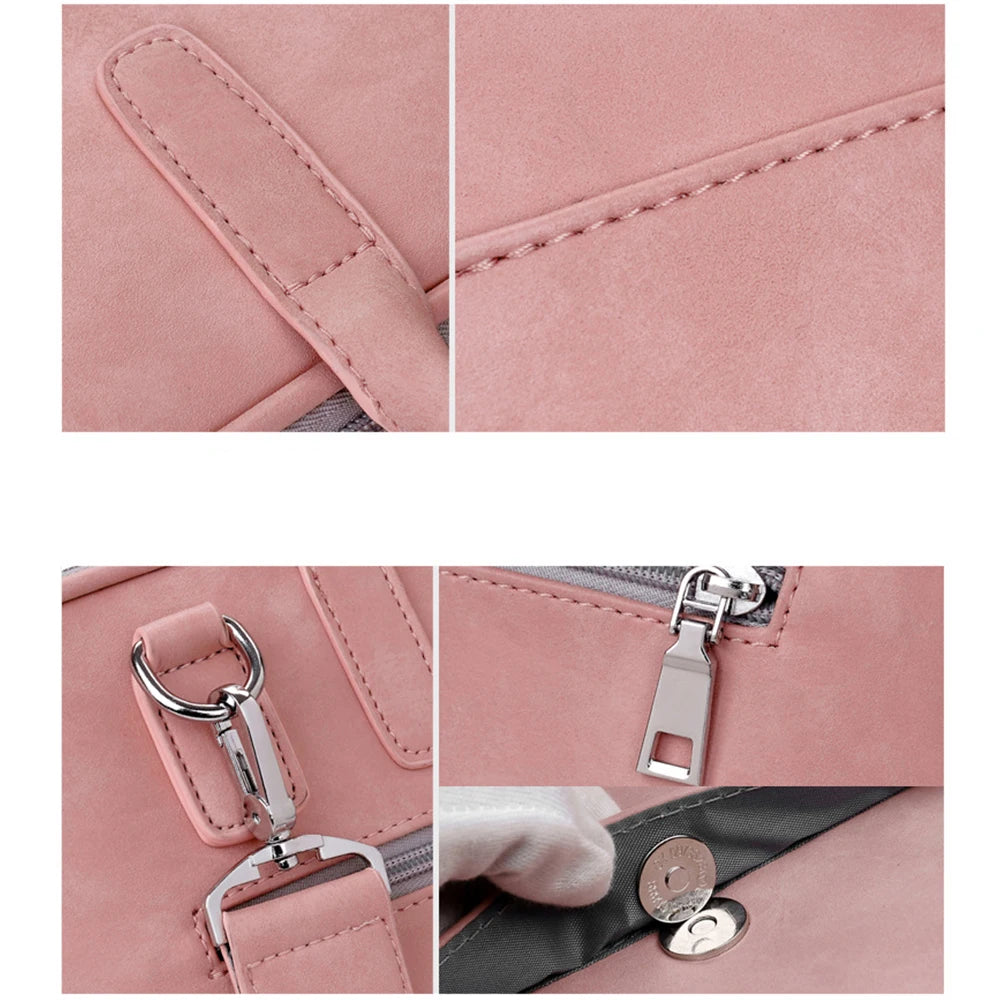 Waterproof Leather Laptop Case with Shoulder Strap | PU Leather, Multi-Use