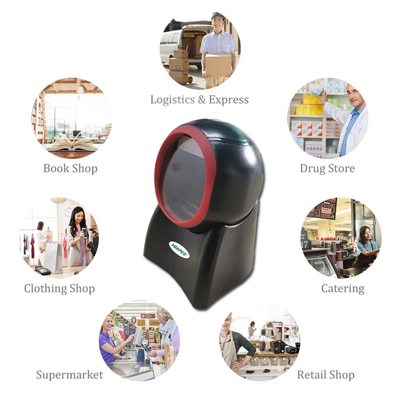 HBAPOS 2D Omnidirectional Barcode Scanner | Desktop, USB, 200/Sec