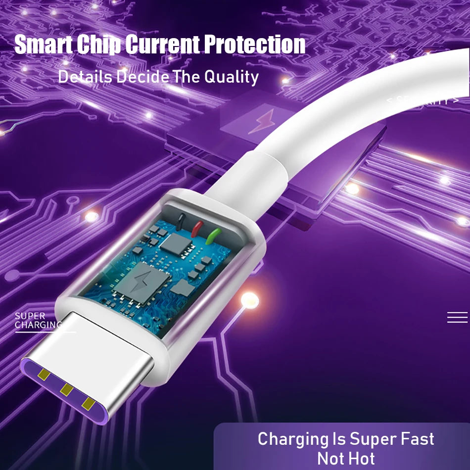 5A Fast Charging USB-C Cable - High-Speed Type-C Charger Wire