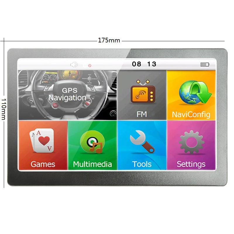 7" HD Car GPS Navigation | Touch Screen, FM, MP3/MP4