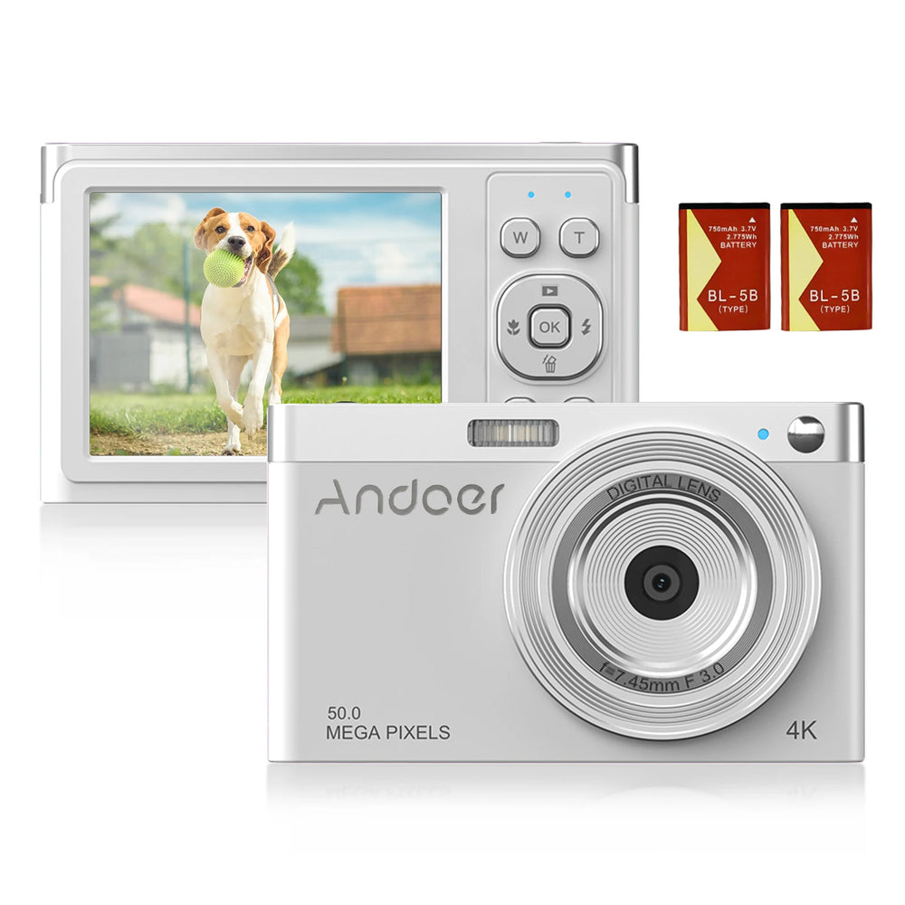 50MP 4K Digital Camera | 16x Zoom, Face Recognition, 2.88"