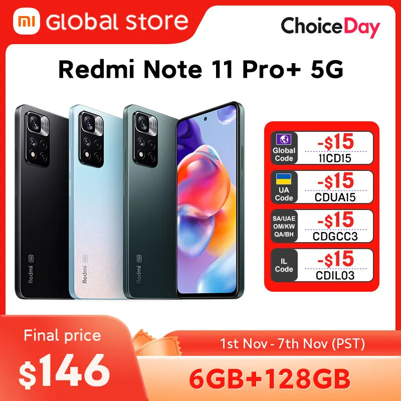 Global Version Xiaomi Redmi Note 11 Pro+ 5G 6GB RAM 128GB