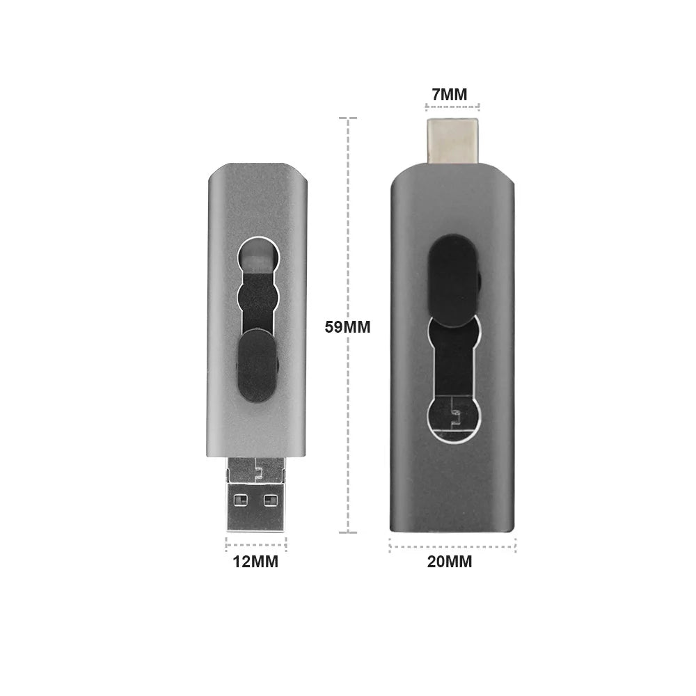 3-in-1 USB Flash Drive USB 2.0 & Type-c & Micro USB 256GB