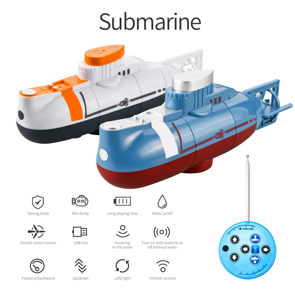 Mini RC Submarine | Remote Control, 5m Range, 23-25min Runtime