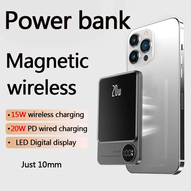 10000mAh Alloy MagSafe Powerbank | Wireless Charging, Digital Display, Type C
