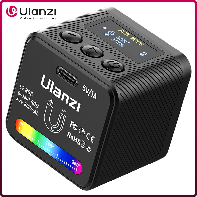 Ulanzi L2 RGB Mini COB Video Light | Portable, Rechargeable