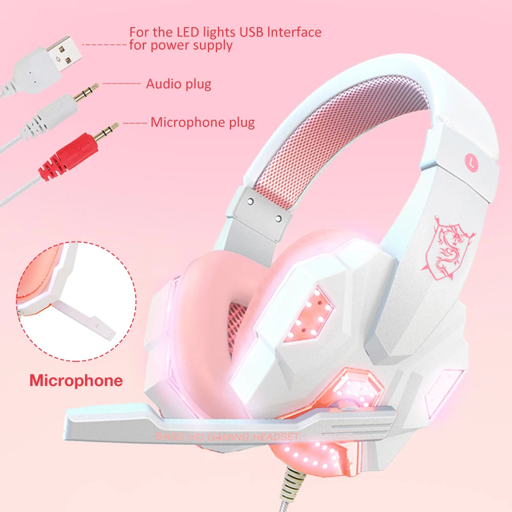 LED Wired Gaming Headphones | Active Noise Cancellation, Dual Drivers