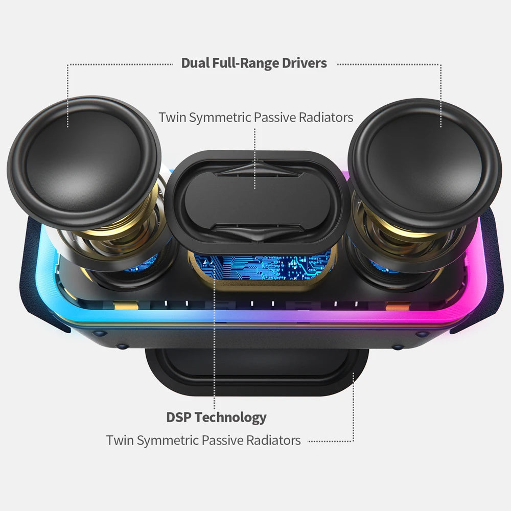 24W Wireless Bluetooth Speaker | Deep Bass, Waterproof, AUX/Bluetooth, 2-Channel, Battery