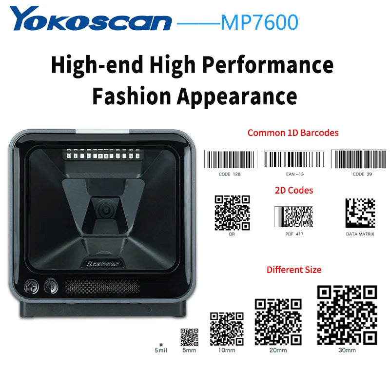 Handsfree 2D/1D Barcode Scanner | 200 Scans/Sec, USB/RS232