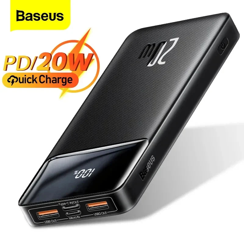 20000mAh Portable Power Bank | Dual USB, Type C, Li-Polymer, Plastic