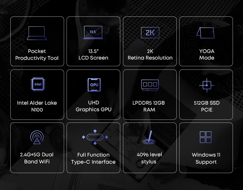 CHUWI FreeBook 2-in-1 Laptop Tablet,512GB SSD 12GB LPDDR5,Intel N100/i3 1215U 13.5" IPS FHD Display WIFI 6,Windows 11 Laptops