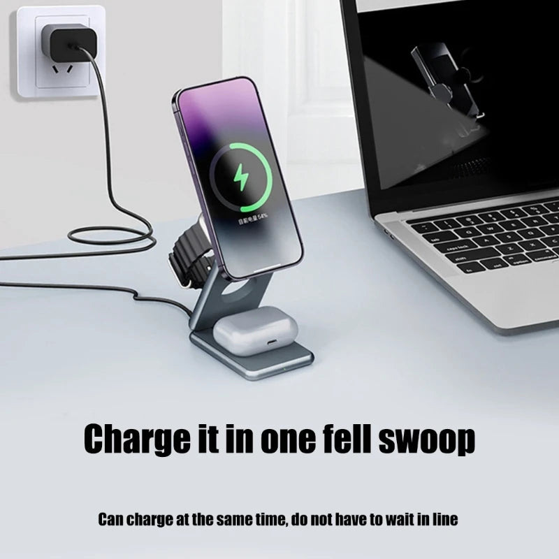 15W Wireless Charger Stand for iPhone and Samsung | Magnetic, Indicator, Cable