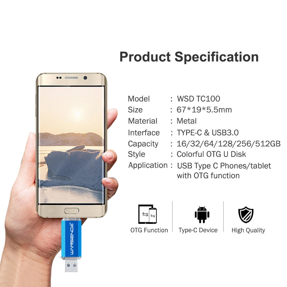 OTG USB 3.0 Flash Drive - Type-C Dual Interface Metal Storage