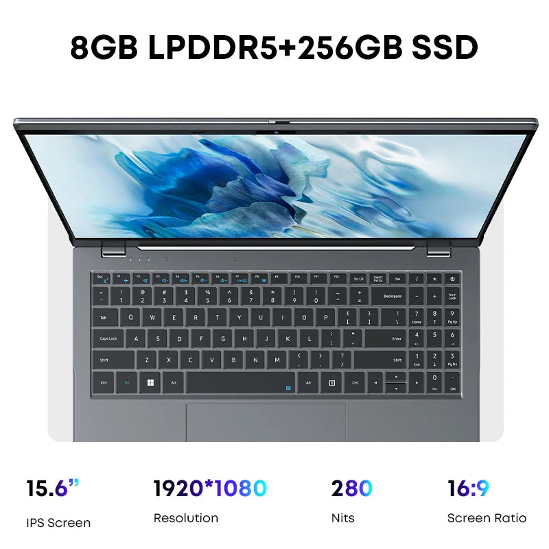 CHUWI GemiBook Plus Laptop | 15.6 inch, 16GB VRAM, 3.4GHz Turbo, Windows 11
