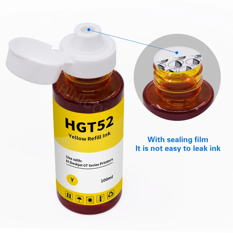 HINICOLE HP Inkjet Dye Ink Refill Kit | GT51 GT52, 100ml, 4 Colors