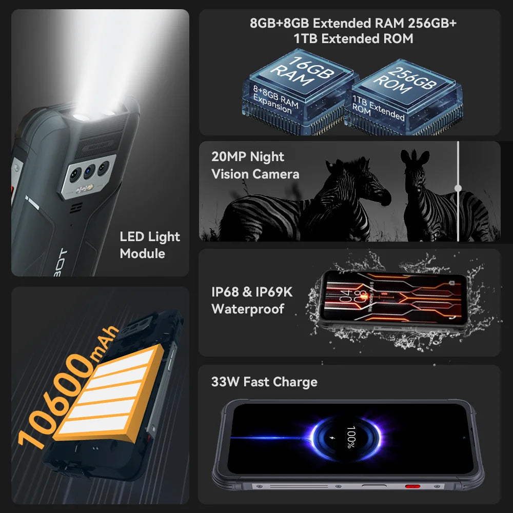 Cubot KingKong Power Rugged Phone | 6.5 inch FHD+, Waterproof, 48MP, 33W