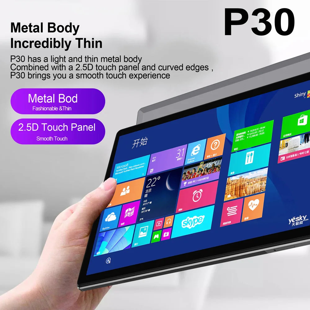 BDF P30 10.1" Tablet | Ultra Slim, 256GB, Dual Camera, Android 12