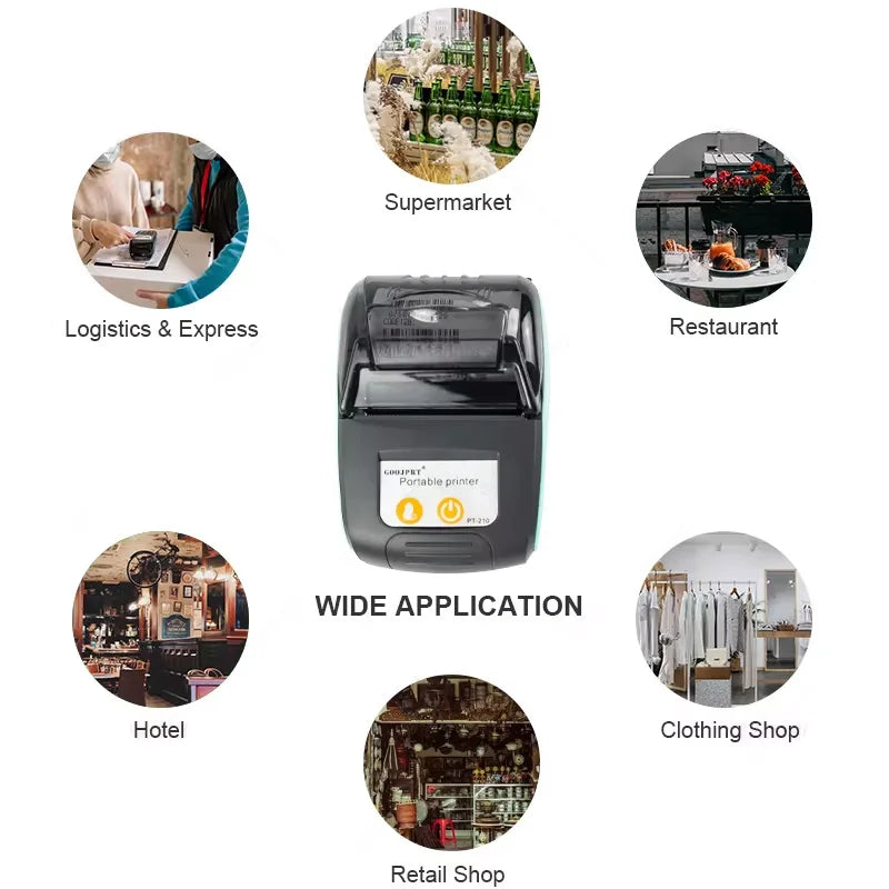 58mm Bluetooth Portable Thermal Printer | Mini, 40ppm, Mobile