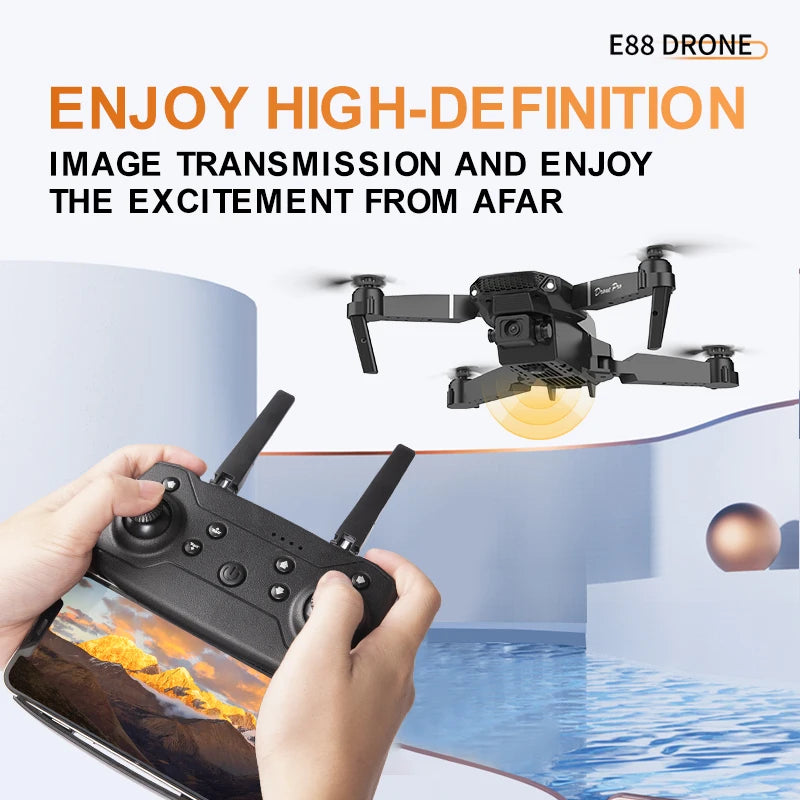 E88Pro 1080P HD Foldable RC Drone with Camera - 100m Range