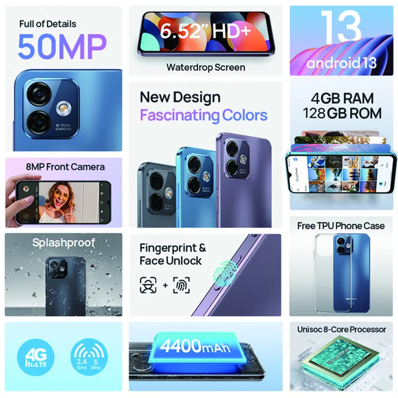 Ulefone Note 16 Pro Smartphone | 720x1600 HD+, 50MP Front, 8MP Rear, Fast Charge