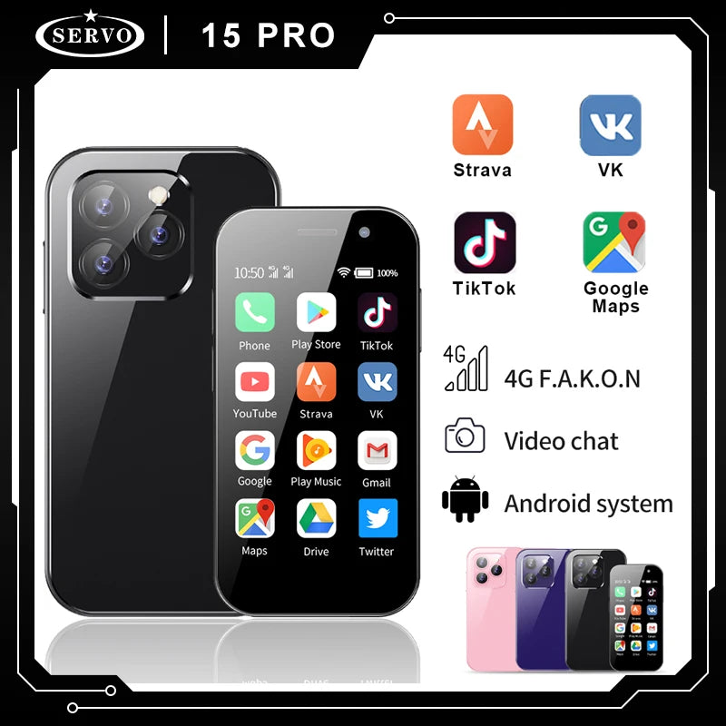 SERVO 15Pro 3 inch Mini Smartphone | 8MP Camera, Android, Fast Charging