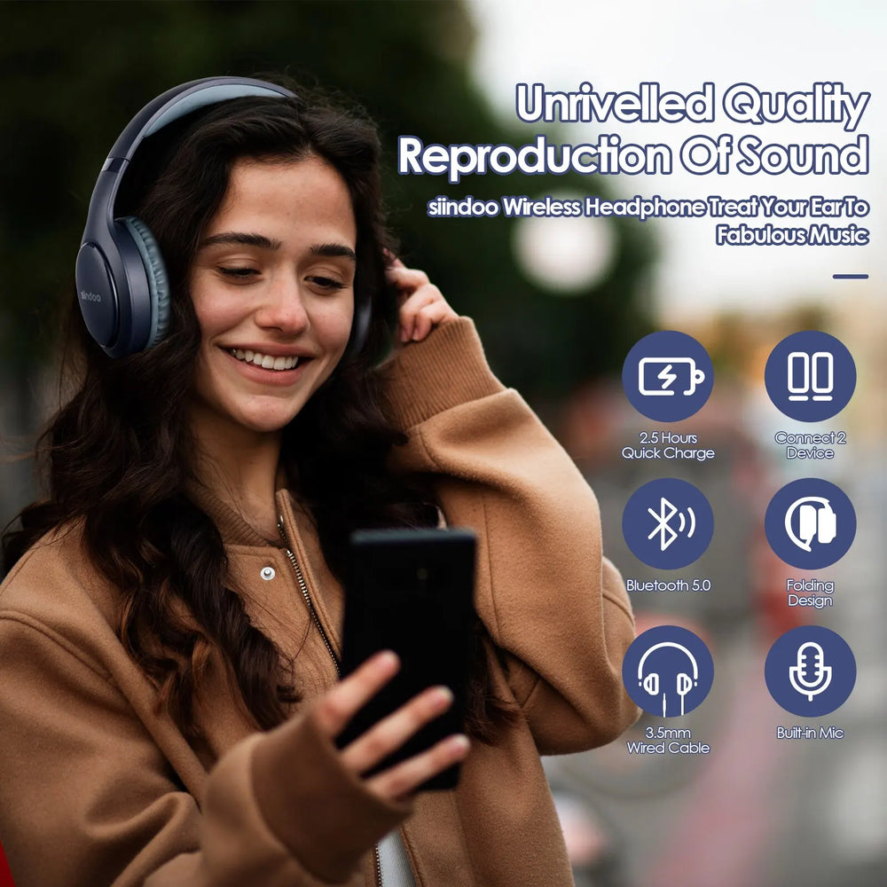 Bluetooth 5.0 Foldable Headphones | Balanced Armature, Mic