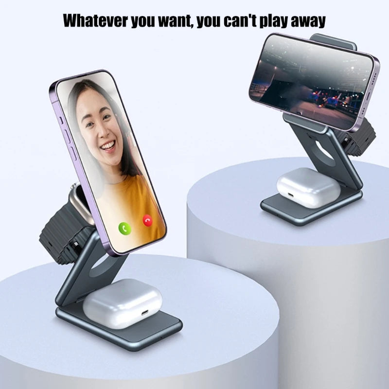 15W Wireless Charger Stand for iPhone and Samsung | Magnetic, Indicator, Cable
